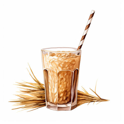 Straw illustration in the style of Chiaroscuro Art, on white background