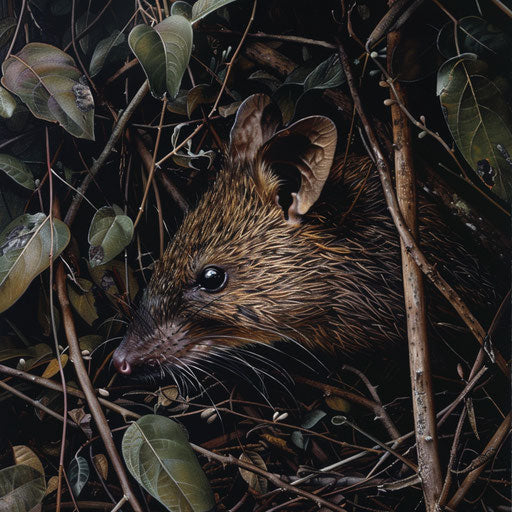 Tense moment: northern brown bandicoot hides from predators