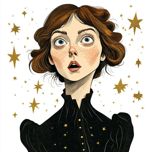 Humorous caricature of an Emily Brontë clipart with human characteristics