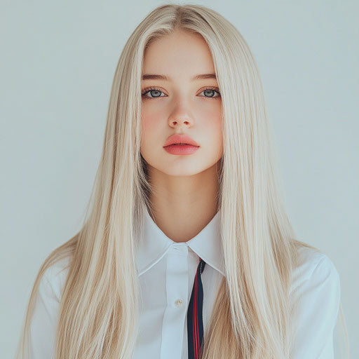 Young woman school uniform model influencer lookbook