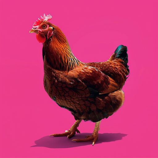 Hen clipart on bright magenta background with intense color
