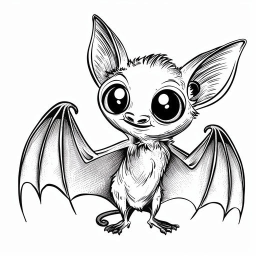 Whimsical cartoon bat with big eyes