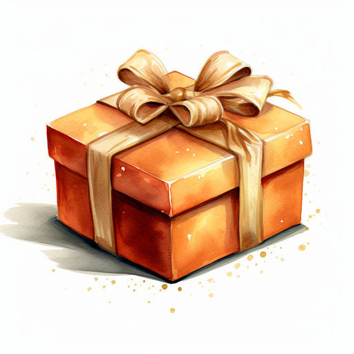 Christmas gift illustration in the style of Chiaroscuro Art, on white background