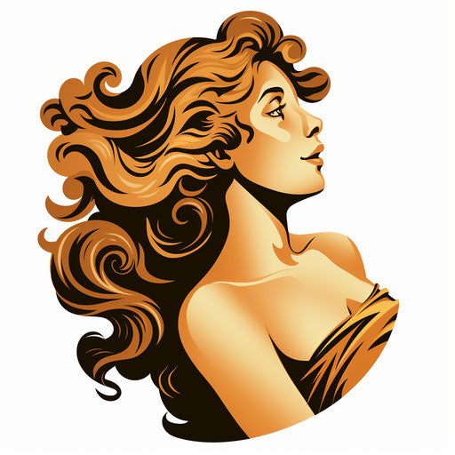 Venus clipart in the style of Chiaroscuro Art, on white background