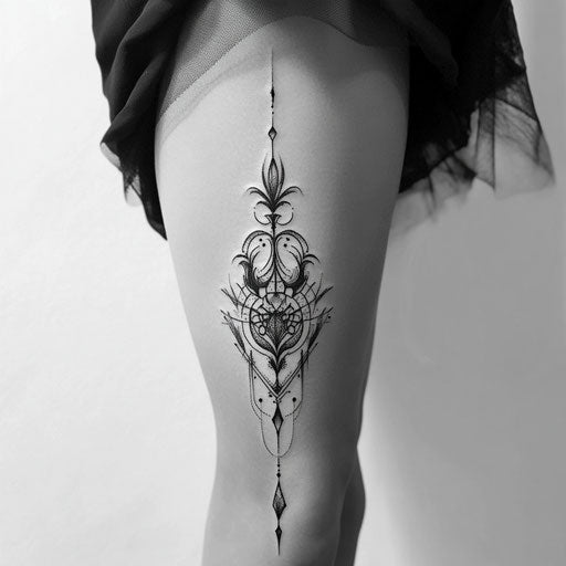 Bold tribal lower leg tattoo sketch in clipart style