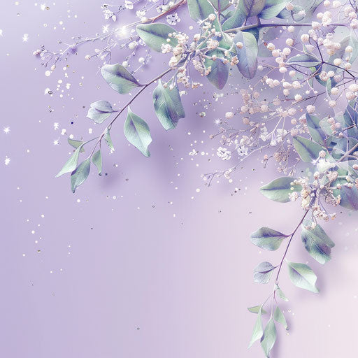 Realistic mistletoe on flat lavender background with precise details