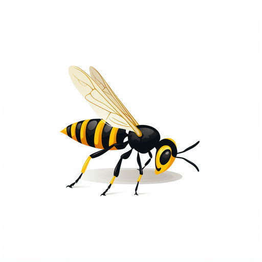 Minimalist wasp clipart on white background