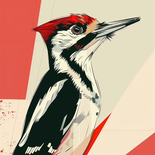 Realistic woodpecker clipart on random background with vintage filter