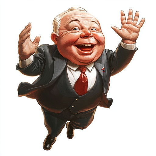 Humorous cartoon caricature of Nikita Khrushchev
