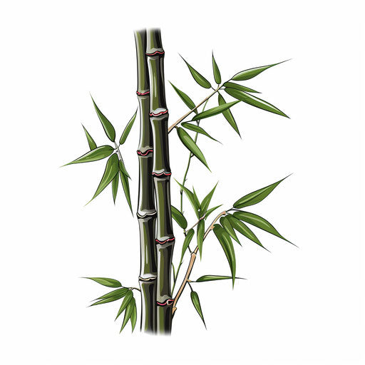 Bamboo clipart in the style of Chiaroscuro Art, on white background