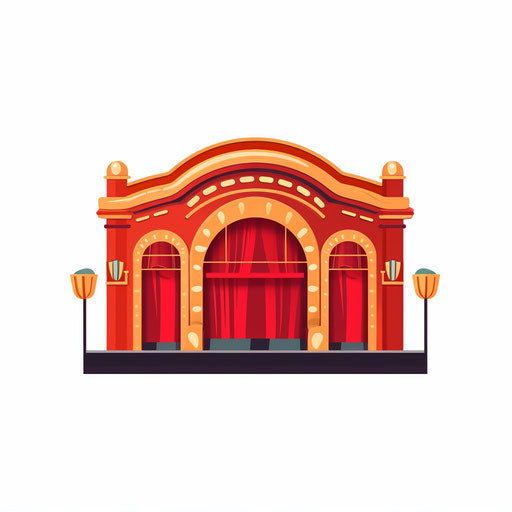 Minimalist style theater clipart on white background