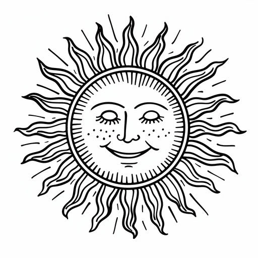 Happy sun with colorful rays