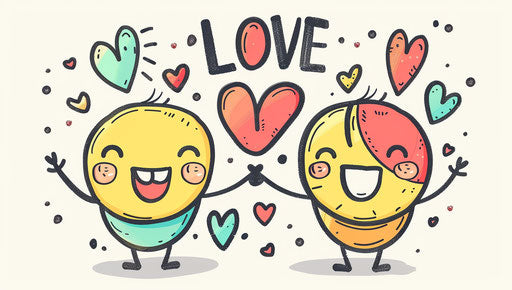 Sweet love between two happy emoji