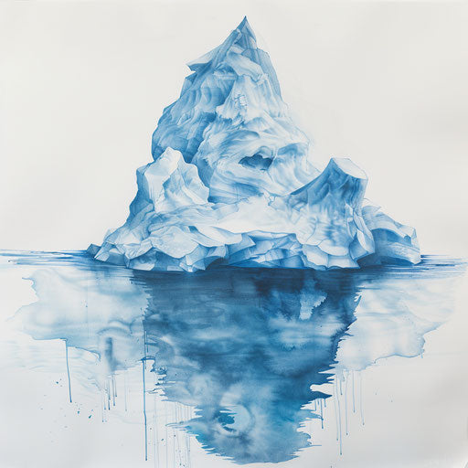 Melting iceberg symbolizing change in icy blues whites