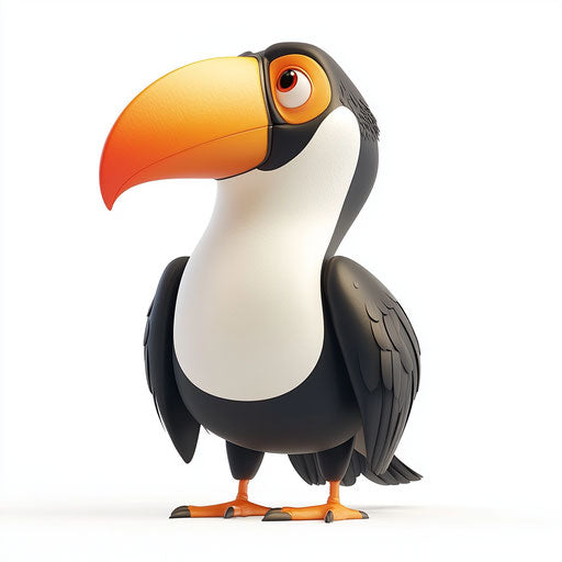 3D toucan on flat white background