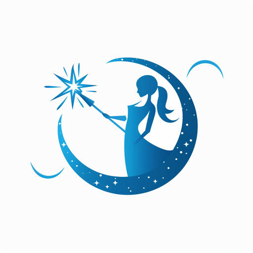 Cleaning company logo in blue and white with a clean minimalist background