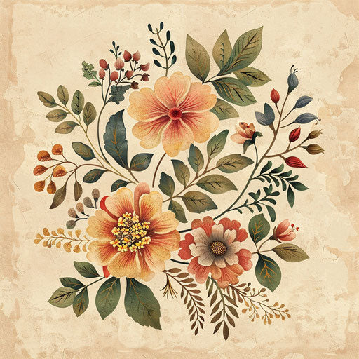 May clipart in photo realistic quality on flat beige background, rustic appeal and intricate patterns