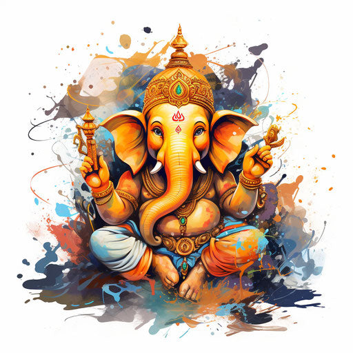 Ganesh ji clipart in the style of Impressionistic Art, on a white background