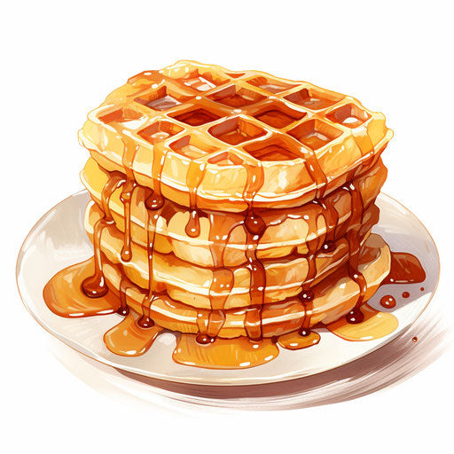 Waffle illustration in the style of Oil painting, on white background