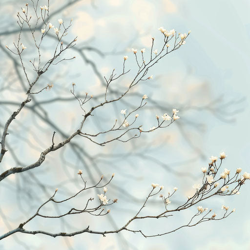 Realistic tree branch clipart on flat blue background