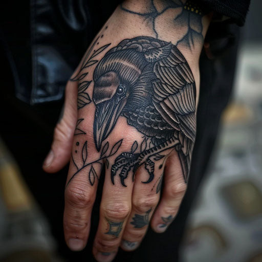 Raven knuckle tattoos, Adrian Smith inspired