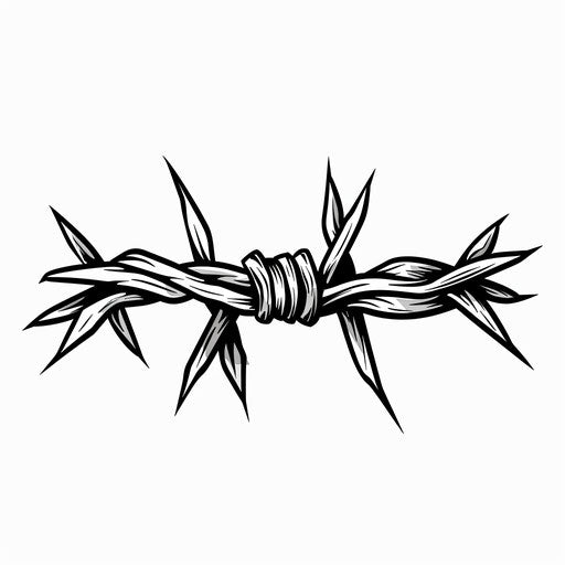 Traditional barbed wire tattoo design in black on white