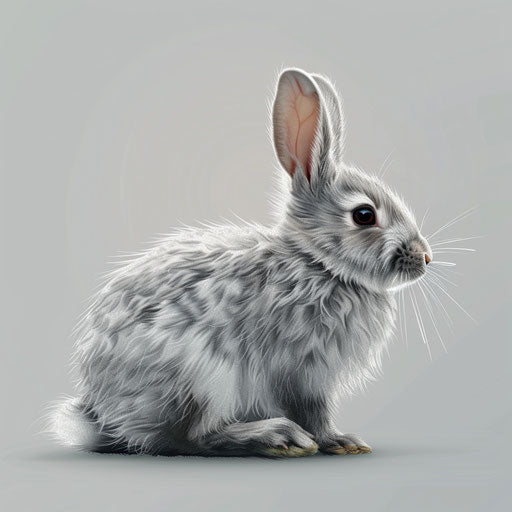 Smooth silver backdrop enhances realistic Easter bunny clipart
