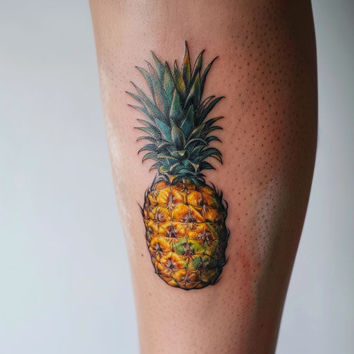 Realistic pineapple tattoo with natural colors