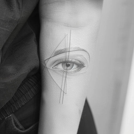 Minimalist tattoo of a small, fine line eye design