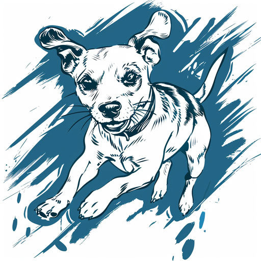 Dynamic clipart style flat tattoo sketch of a dog