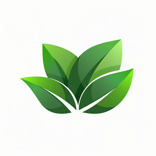 Eco-friendly company logo with leaf motifs and green tones on a clean white background