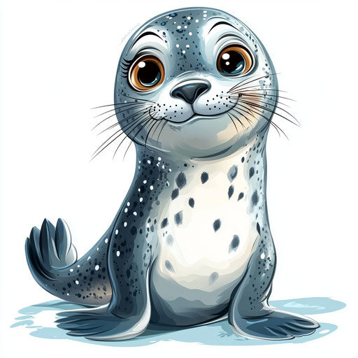 Humorous caricature of a seal with human characteristics