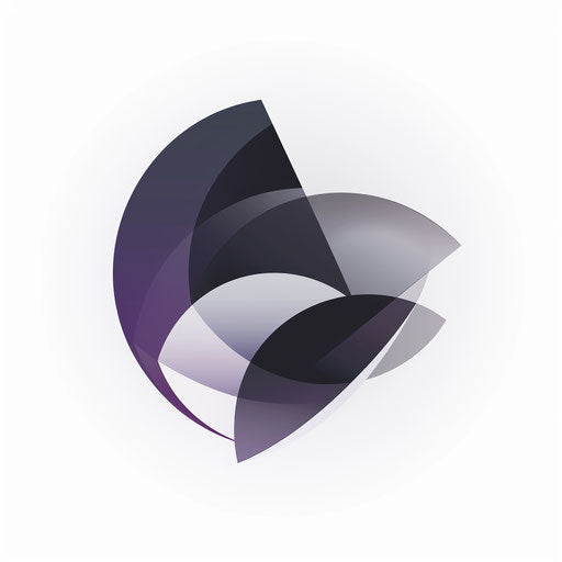 Graphic design logo with abstract shapes and purple-grey palette