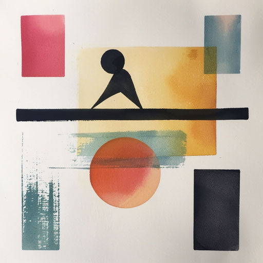 Minimalist flat tattoo sketch of a balancing act