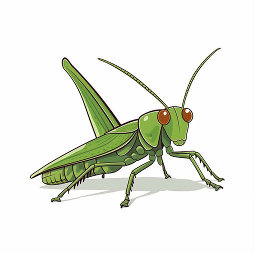 Minimalist illustration of grasshopper on white background