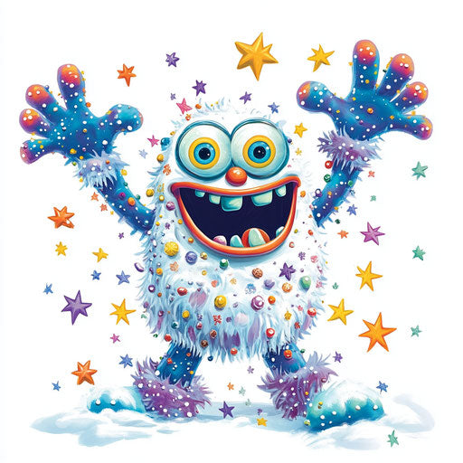 Humorous caricature of a snowy cartoon with human characteristics