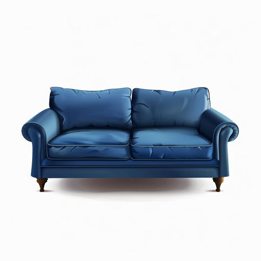 Realistic style sofa clipart with a flat random background, glossy finish and sharp outlines