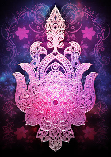 Indian decorative hamsa flower, yang and enlightening symbol