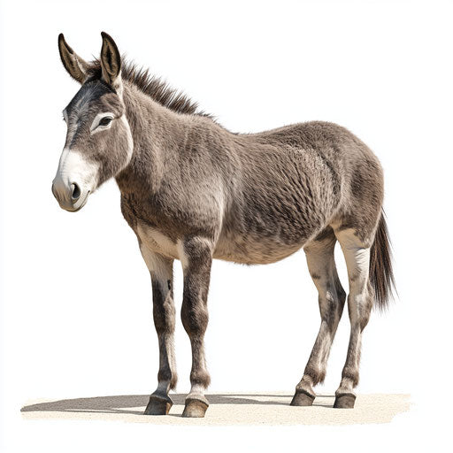 3D realistic donkey on flat white background, isolated clipart