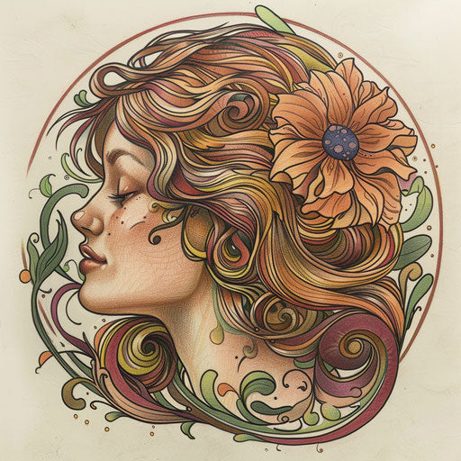 Art nouveau inspired tattoo sketch of Aphrodite