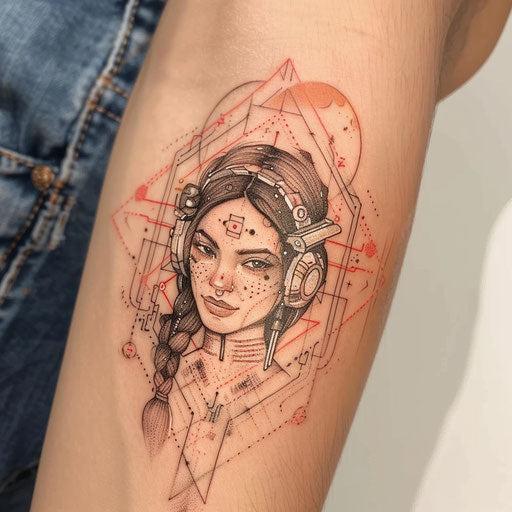 Freckle tattoos with futuristic designs