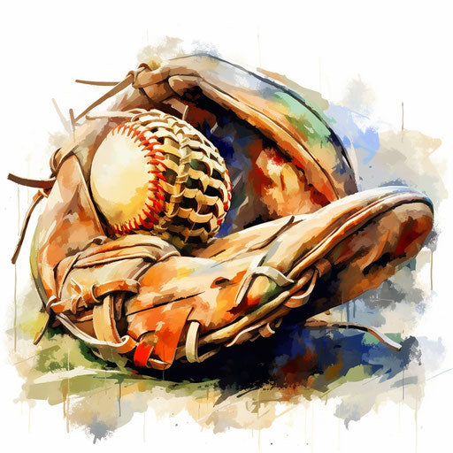 Baseball glove in artistic style, on white background