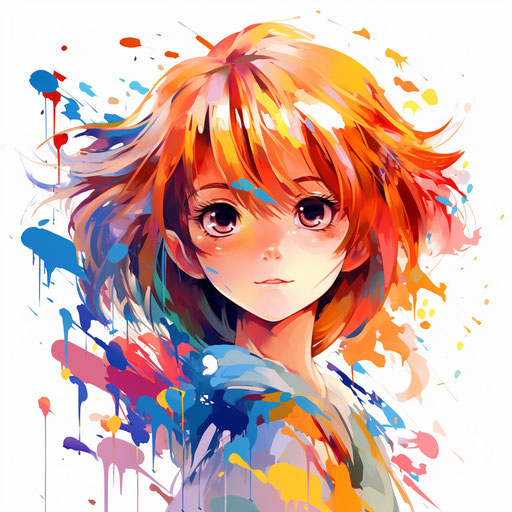 Anime clipart in the style of Impressionistic Art, on a white background
