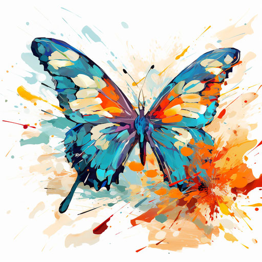 Butterfly clipart in the style of Impressionistic Art, on white background