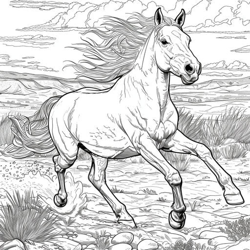 Wild horse running freely