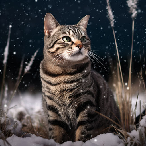 American cat in snowy field