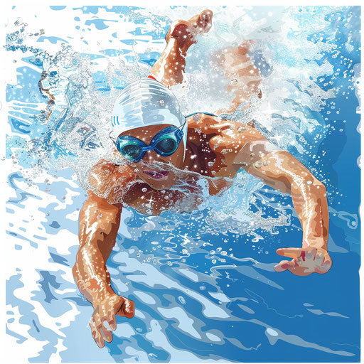 Realistic style swimming clipart on random flat background