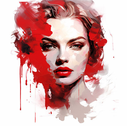 Red clipart in the style of oil painting, on white background