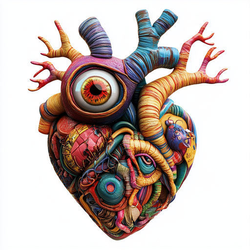 Humorous caricature of a heart with human characteristics