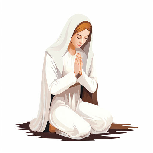 Praying illustration in Minimalist style, on white background